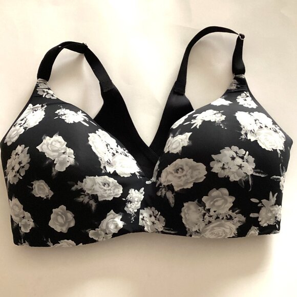 La Vie en Rose Sleekback Women's Bra 42 DD Lingerie Underwear Black Gray Floral - Picture 1 of 8